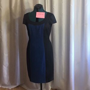 Two tone dress in black & royal blue in size 12 by LONDON STYLE COLLECTION